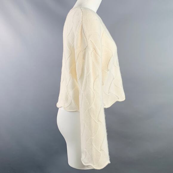 THE CASHMERE PROJECT Size S Cream Cashmere Geometric Crew Neck Sweater - Picture 3 of 6